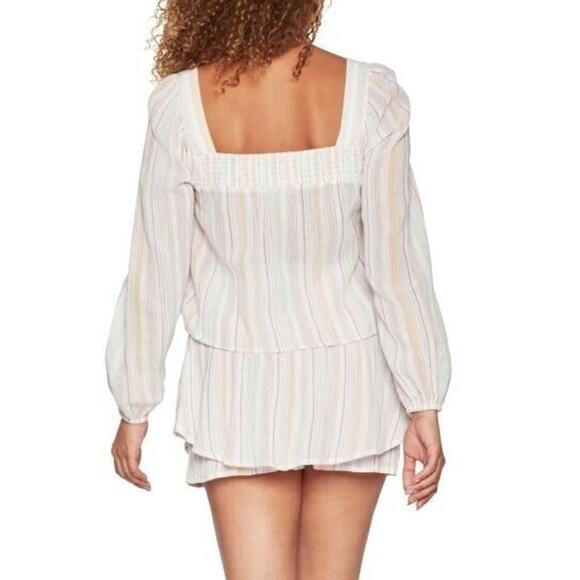 BCBGeneration Women's Striped Square-Neck Top in Multi Stripe Large MSRP $78 - Picture 3 of 4